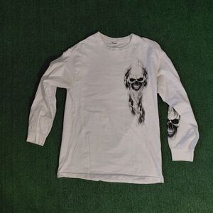 VINTAGE Y2K Skull Print Long Sleeve Shirt Size Large